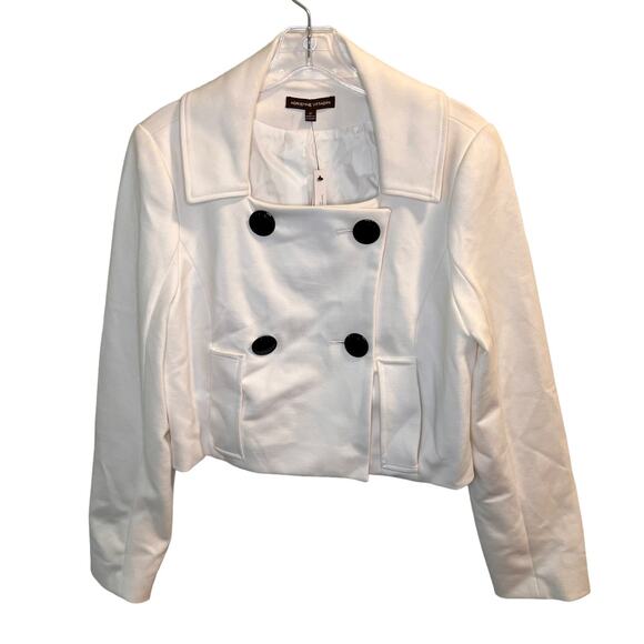 Adrienne Vittadini Double Breasted Crop Jacket Size 12 Autumn White Pockets NWT - Picture 7 of 8